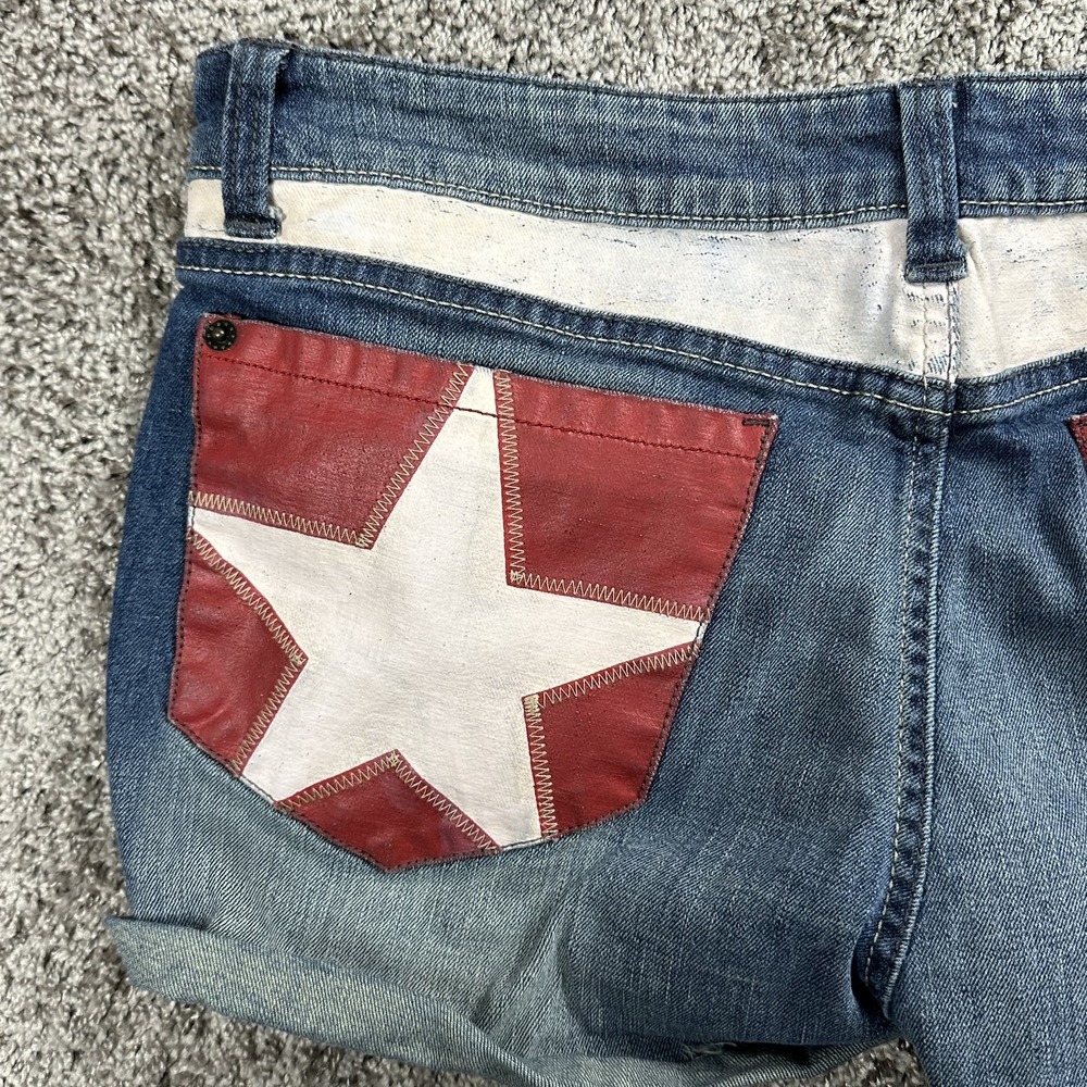 Authentic Icon Shorts Womens 30 Distressed Low Rise Y2K Rodeo Festival Sequin - Picture 14 of 16